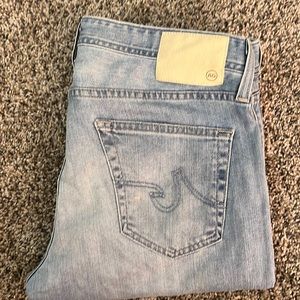 Mens AG light wash blue denim jean. Matchbox slim straight leg size 32